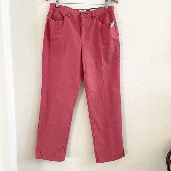 Talbots Women’s Boot Leg Stretch Denim Pants Red Cotton Petite 14P New With Tags - Picture 1 of 8